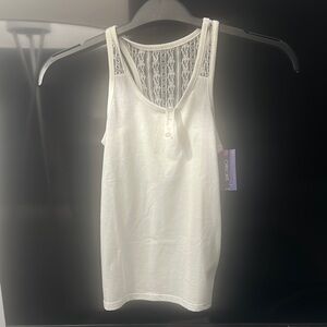 Cherokee Girls White Lace-Back Tank Top Sz. M 7/8 NEW WITH TAGS
